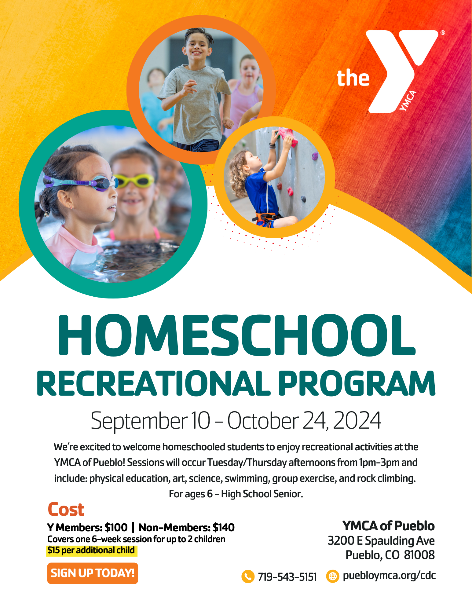 YMCA Homeschool Recreational Flyer