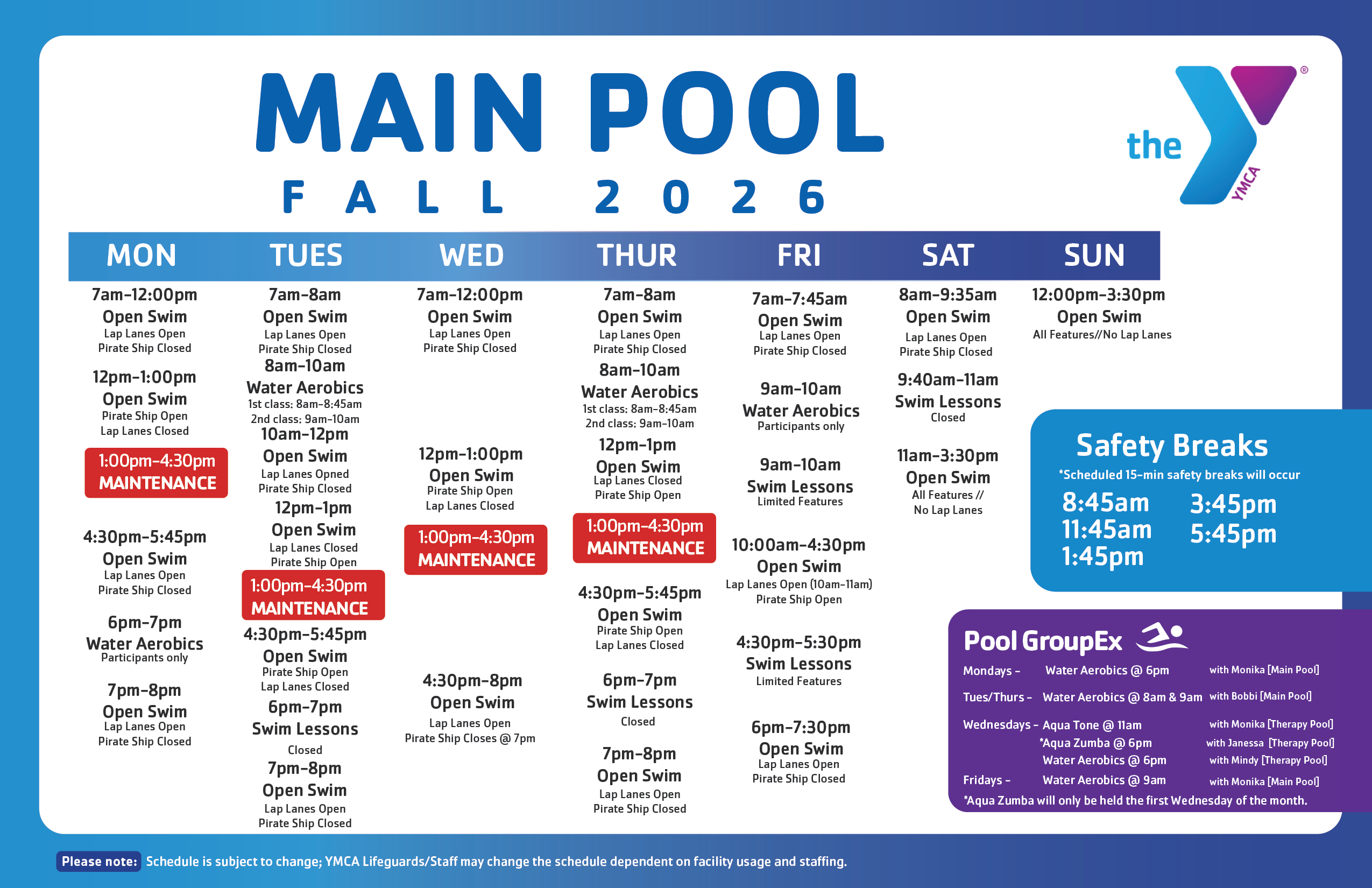Aquatics Schedule Template