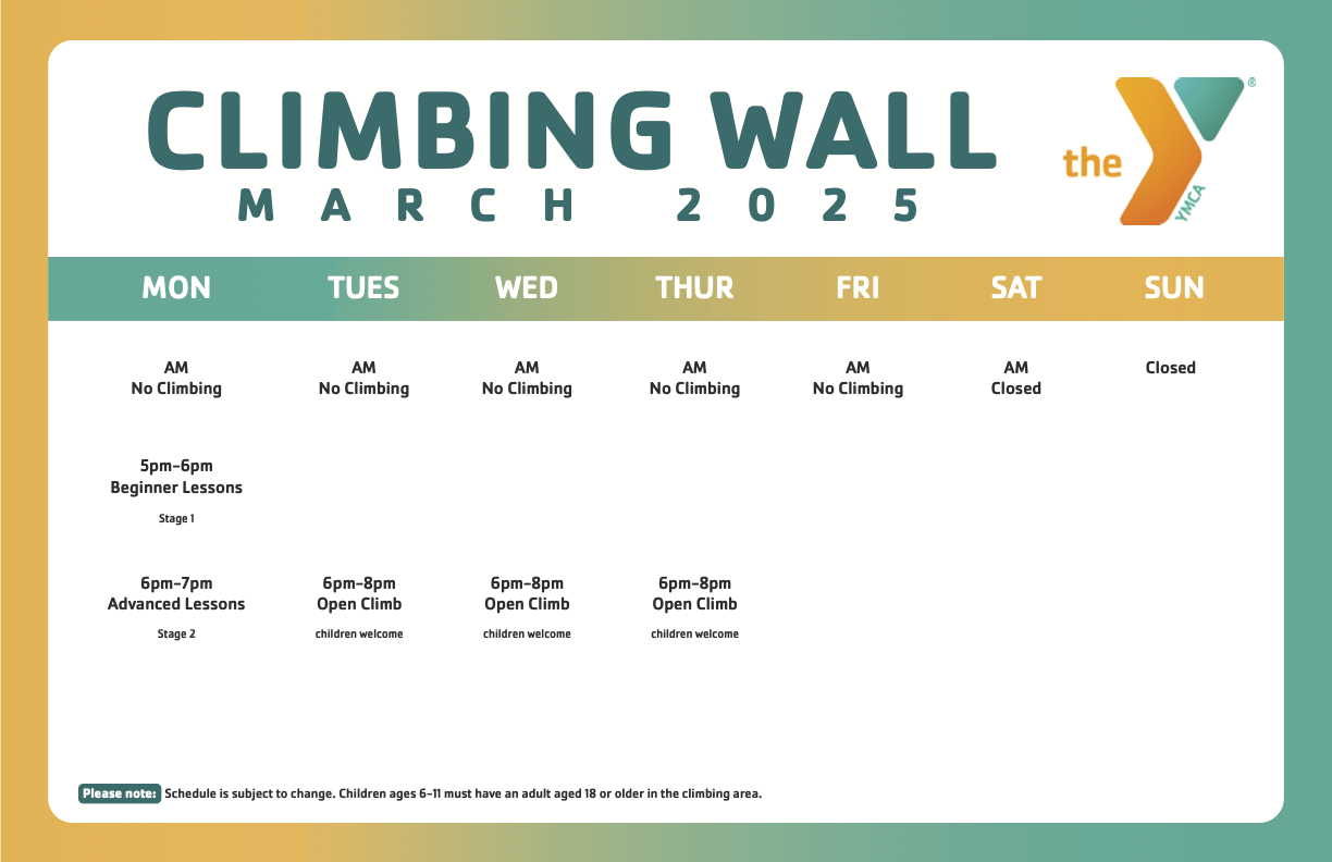 Climbing Wall Schedule March