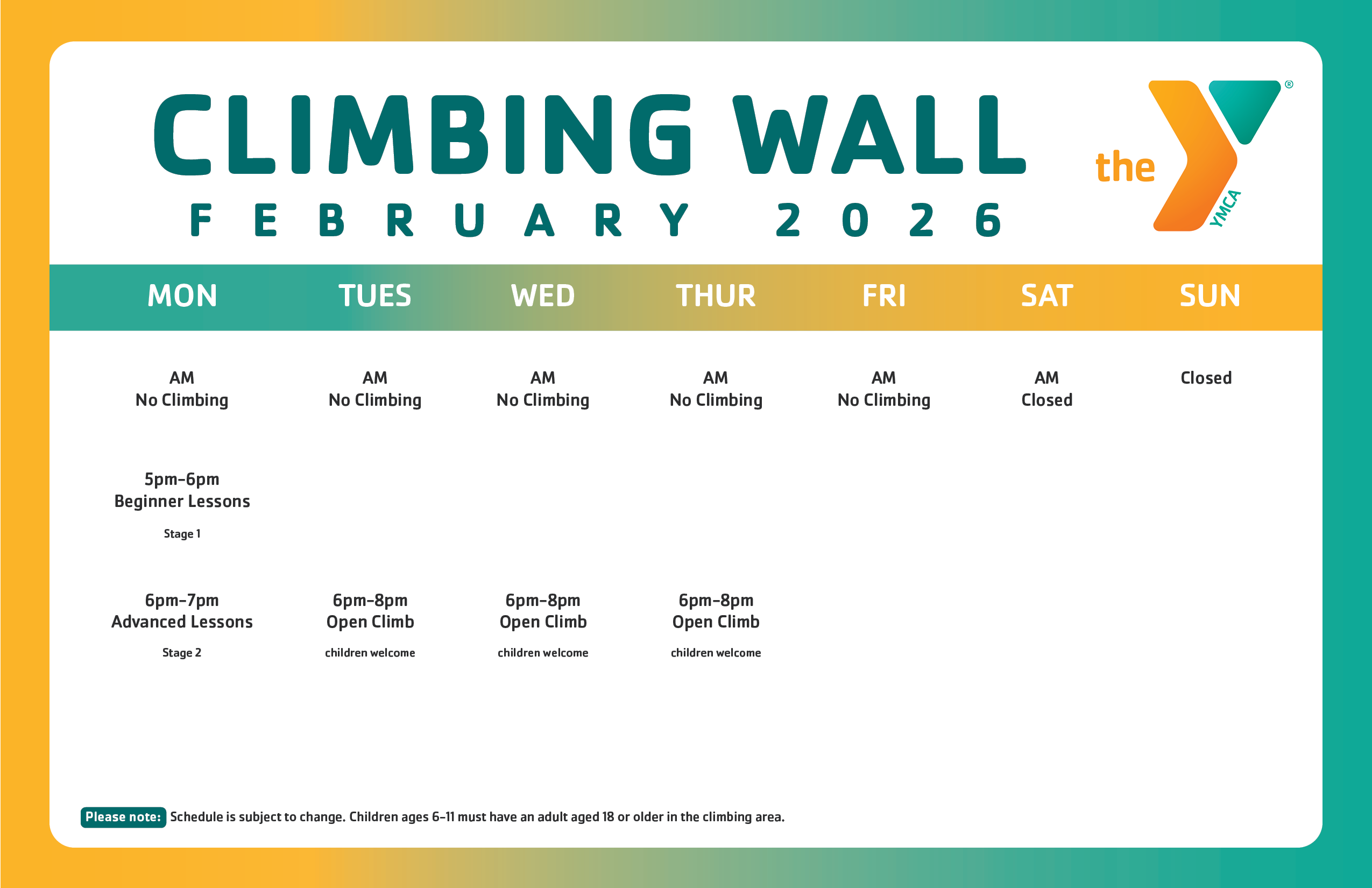 Climbing Wall Schedule_FEB2026